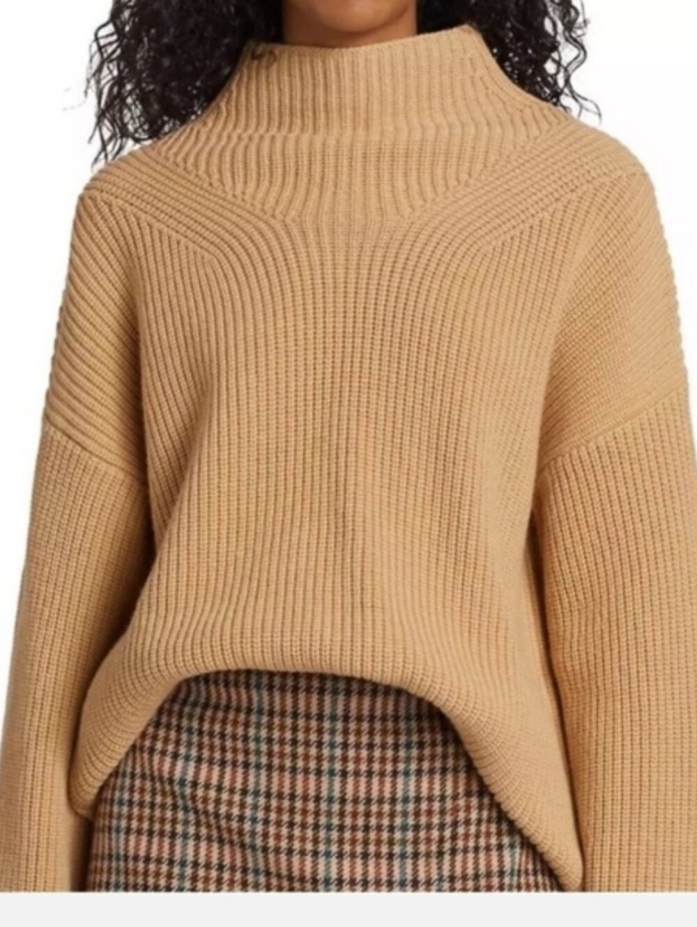 A.L.C. Loise Merino Wool Camel Mock Neck Wide Sleeve Sweater NWOT M